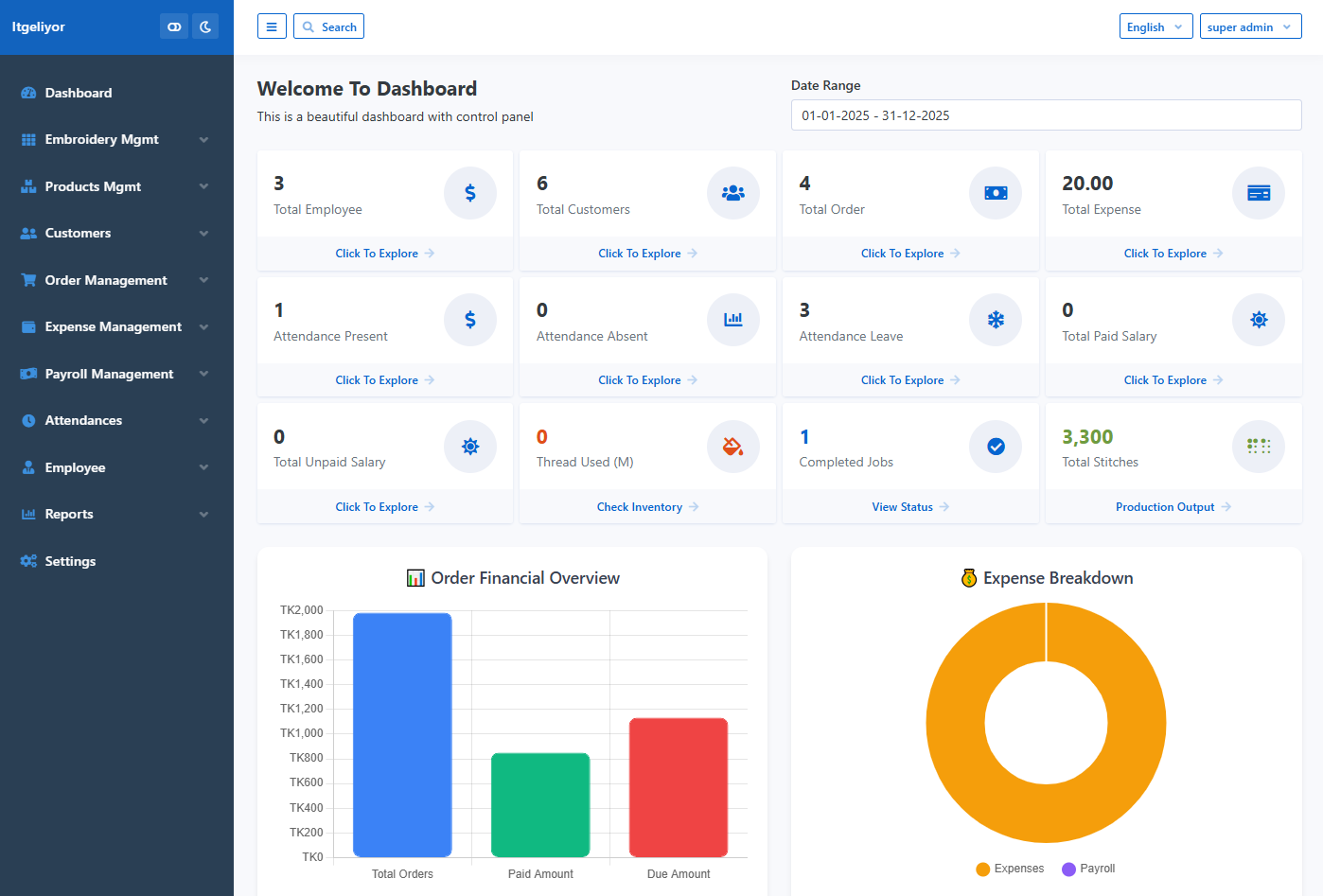 Embroidery Dashboard